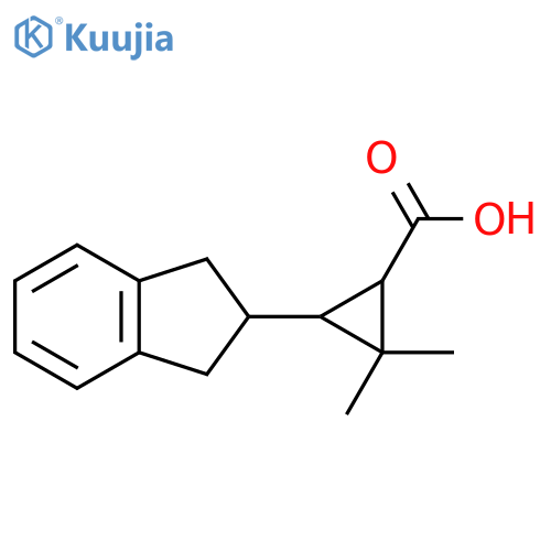 3-(2,3-dihydro-1H-inden-2-yl)-2,2-dimethylcyclopropane-1-carboxylic acid structure