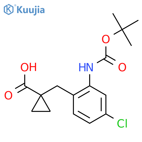 1-(2-{(tert-butoxy)carbonylamino}-4-chlorophenyl)methylcyclopropane-1-carboxylic acid structure