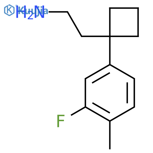 2-1-(3-fluoro-4-methylphenyl)cyclobutylethan-1-amine structure