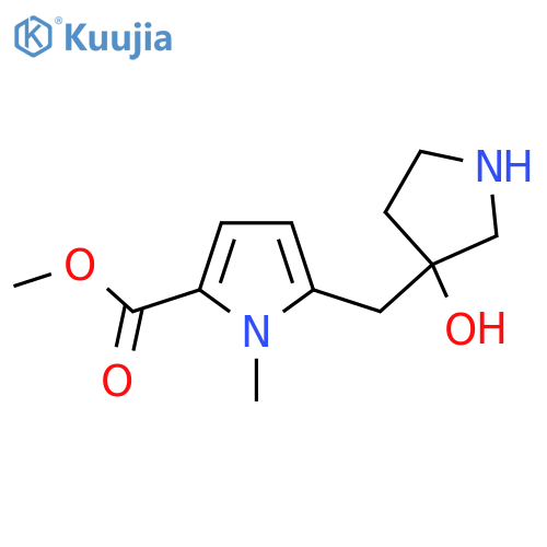 methyl 5-(3-hydroxypyrrolidin-3-yl)methyl-1-methyl-1H-pyrrole-2-carboxylate structure