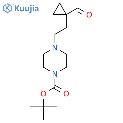 tert-butyl 4-2-(1-formylcyclopropyl)ethylpiperazine-1-carboxylate structure