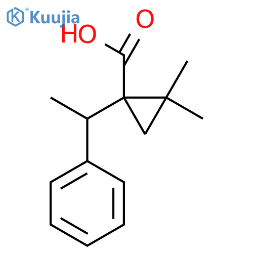 2,2-dimethyl-1-(1-phenylethyl)cyclopropane-1-carboxylic acid structure