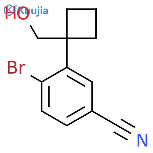 4-bromo-3-1-(hydroxymethyl)cyclobutylbenzonitrile structure