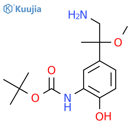 tert-butyl N-5-(1-amino-2-methoxypropan-2-yl)-2-hydroxyphenylcarbamate structure