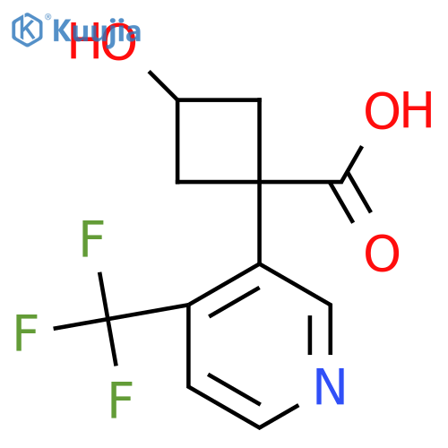 3-hydroxy-1-4-(trifluoromethyl)pyridin-3-ylcyclobutane-1-carboxylic acid structure