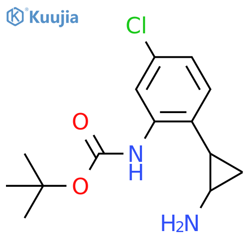 tert-butyl N-[2-(2-aminocyclopropyl)-5-chlorophenyl]carbamate structure