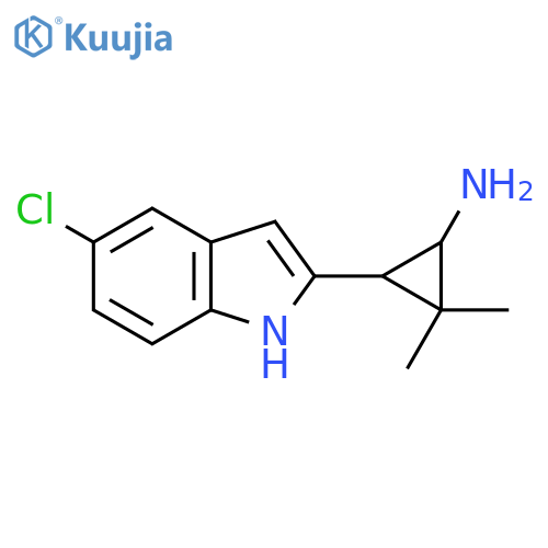 3-(5-chloro-1H-indol-2-yl)-2,2-dimethylcyclopropan-1-amine structure