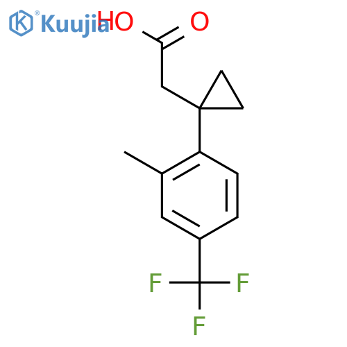 2-{1-2-methyl-4-(trifluoromethyl)phenylcyclopropyl}acetic acid structure