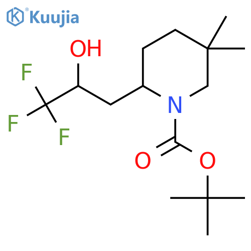 tert-butyl 5,5-dimethyl-2-(3,3,3-trifluoro-2-hydroxypropyl)piperidine-1-carboxylate structure