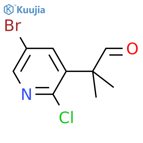 2-(5-bromo-2-chloropyridin-3-yl)-2-methylpropanal structure