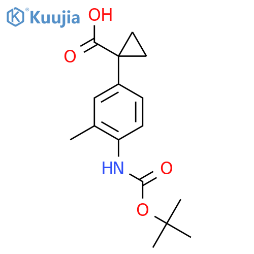 1-(4-{(tert-butoxy)carbonylamino}-3-methylphenyl)cyclopropane-1-carboxylic acid structure