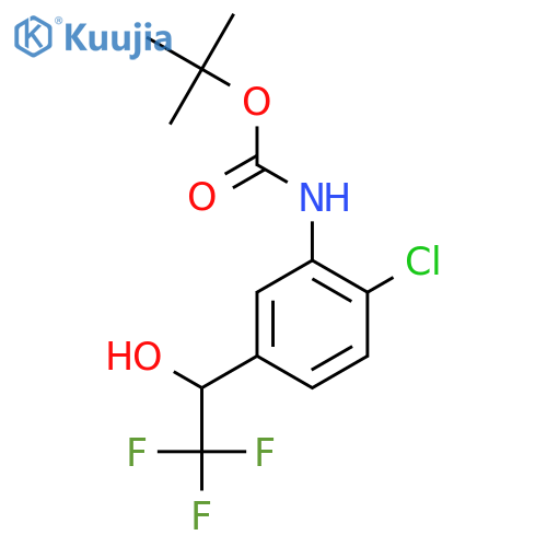 tert-butyl N-2-chloro-5-(2,2,2-trifluoro-1-hydroxyethyl)phenylcarbamate structure