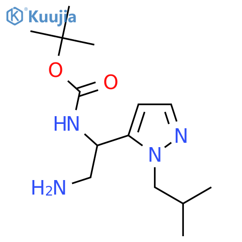 tert-butyl N-{2-amino-1-1-(2-methylpropyl)-1H-pyrazol-5-ylethyl}carbamate structure