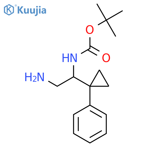 tert-butyl N-2-amino-1-(1-phenylcyclopropyl)ethylcarbamate structure