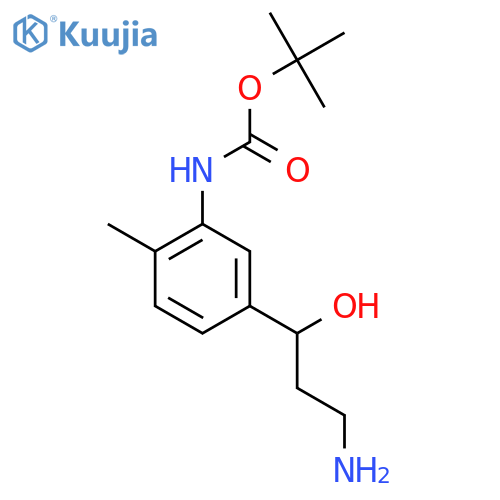 tert-butyl N-5-(3-amino-1-hydroxypropyl)-2-methylphenylcarbamate structure