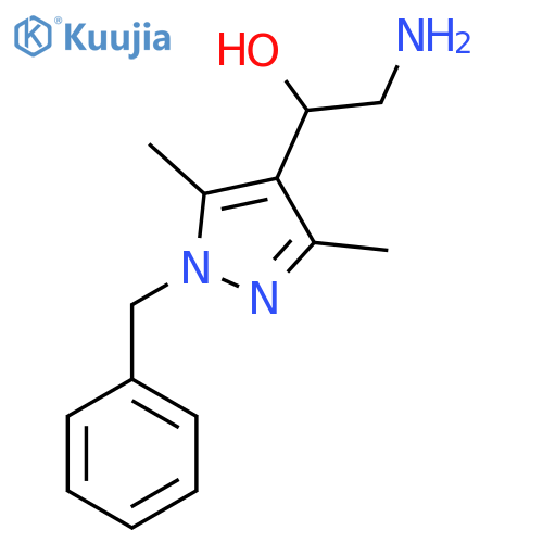 2-amino-1-(1-benzyl-3,5-dimethyl-1H-pyrazol-4-yl)ethan-1-ol structure