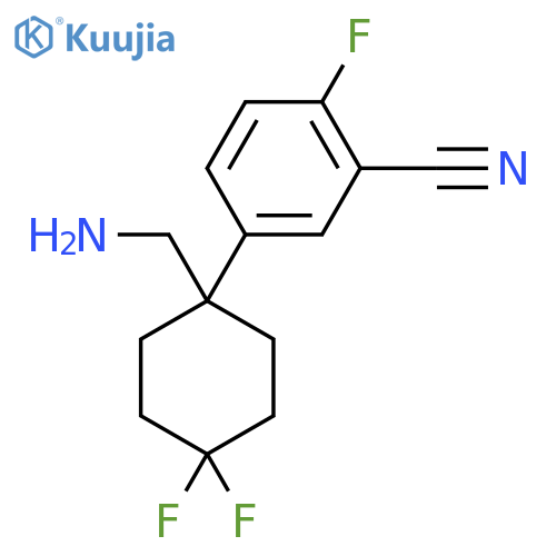 5-1-(aminomethyl)-4,4-difluorocyclohexyl-2-fluorobenzonitrile structure