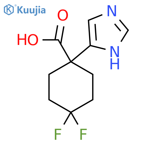 4,4-difluoro-1-(1H-imidazol-5-yl)cyclohexane-1-carboxylic acid structure