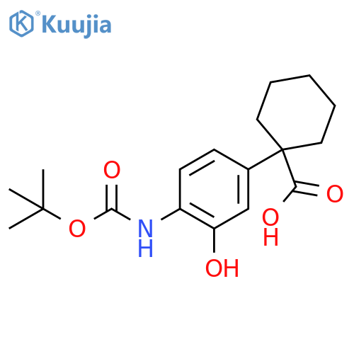 1-(4-{(tert-butoxy)carbonylamino}-3-hydroxyphenyl)cyclohexane-1-carboxylic acid structure
