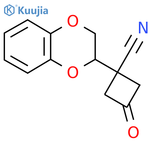 1-(2,3-dihydro-1,4-benzodioxin-2-yl)-3-oxocyclobutane-1-carbonitrile structure