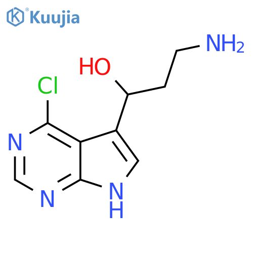 3-amino-1-{4-chloro-7H-pyrrolo2,3-dpyrimidin-5-yl}propan-1-ol structure
