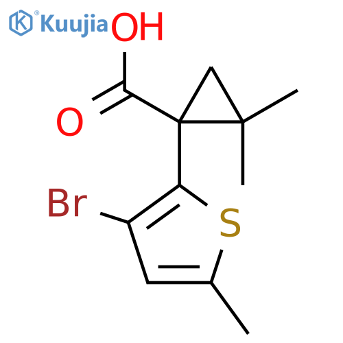 1-(3-bromo-5-methylthiophen-2-yl)-2,2-dimethylcyclopropane-1-carboxylic acid structure