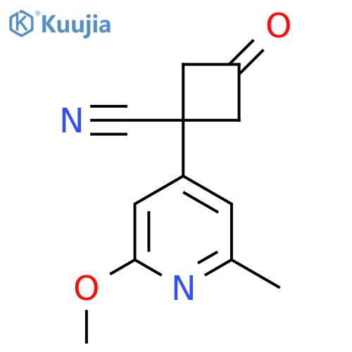 1-(2-methoxy-6-methylpyridin-4-yl)-3-oxocyclobutane-1-carbonitrile structure