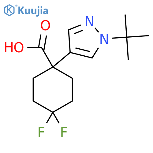 1-(1-tert-butyl-1H-pyrazol-4-yl)-4,4-difluorocyclohexane-1-carboxylic acid structure