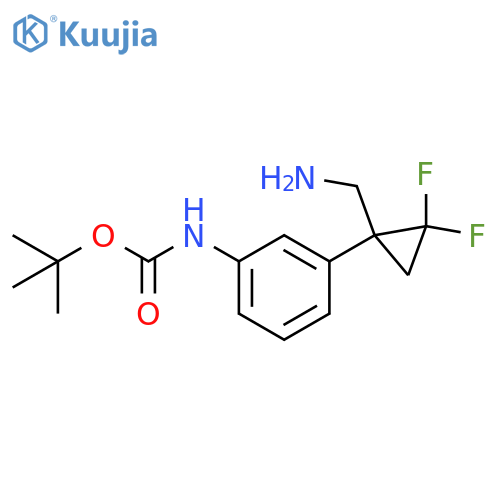 tert-butyl N-{3-[1-(aminomethyl)-2,2-difluorocyclopropyl]phenyl}carbamate structure