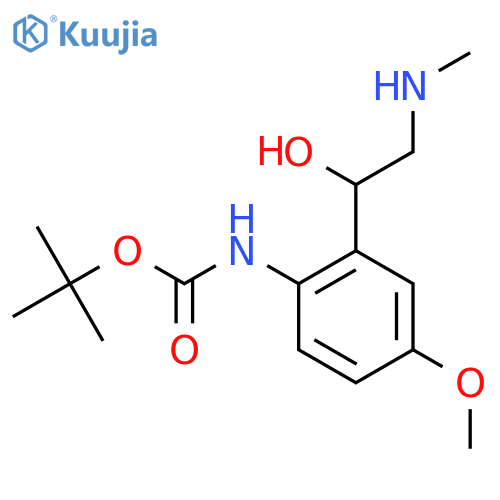 tert-butyl N-{2-1-hydroxy-2-(methylamino)ethyl-4-methoxyphenyl}carbamate structure