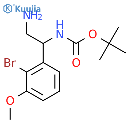 tert-butyl N-2-amino-1-(2-bromo-3-methoxyphenyl)ethylcarbamate structure