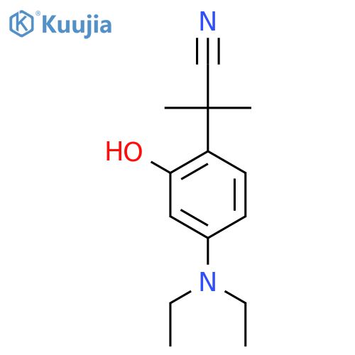 2-4-(diethylamino)-2-hydroxyphenyl-2-methylpropanenitrile structure