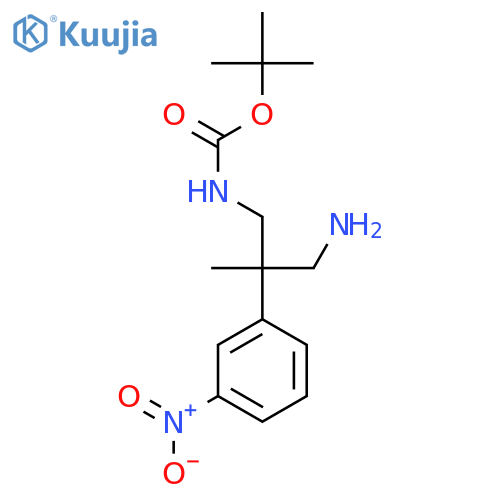 tert-butyl N-3-amino-2-methyl-2-(3-nitrophenyl)propylcarbamate structure