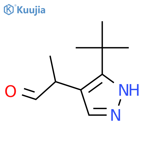 2-(3-tert-butyl-1H-pyrazol-4-yl)propanal structure