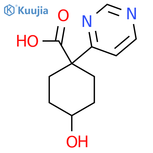 4-hydroxy-1-(pyrimidin-4-yl)cyclohexane-1-carboxylic acid structure
