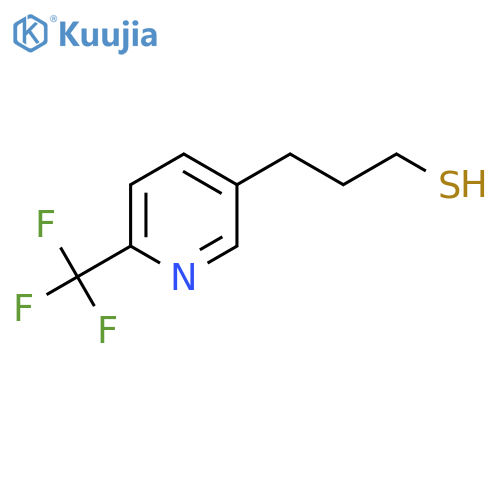 3-6-(trifluoromethyl)pyridin-3-ylpropane-1-thiol structure