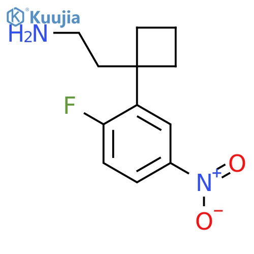 2-1-(2-fluoro-5-nitrophenyl)cyclobutylethan-1-amine structure