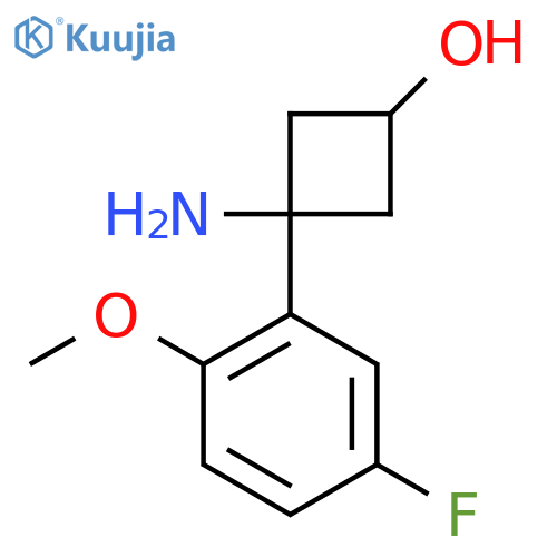 3-amino-3-(5-fluoro-2-methoxyphenyl)cyclobutan-1-ol structure