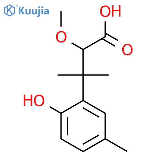 3-(2-hydroxy-5-methylphenyl)-2-methoxy-3-methylbutanoic acid structure