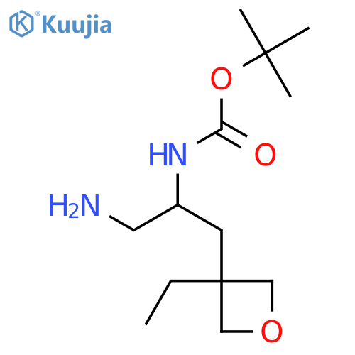 tert-butyl N-1-amino-3-(3-ethyloxetan-3-yl)propan-2-ylcarbamate structure