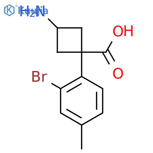 3-amino-1-(2-bromo-4-methylphenyl)cyclobutane-1-carboxylic acid structure