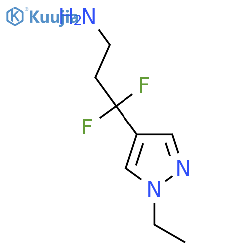 3-(1-ethyl-1H-pyrazol-4-yl)-3,3-difluoropropan-1-amine structure
