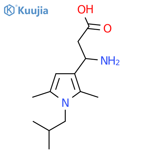 3-amino-3-2,5-dimethyl-1-(2-methylpropyl)-1H-pyrrol-3-ylpropanoic acid structure