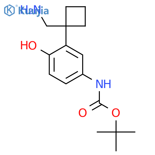 tert-butyl N-{3-1-(aminomethyl)cyclobutyl-4-hydroxyphenyl}carbamate structure