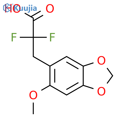 2,2-difluoro-3-(6-methoxy-1,3-dioxaindan-5-yl)propanoic acid structure