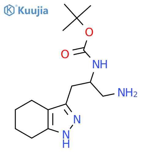 tert-butyl N-1-amino-3-(4,5,6,7-tetrahydro-1H-indazol-3-yl)propan-2-ylcarbamate structure