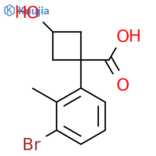 1-(3-bromo-2-methylphenyl)-3-hydroxycyclobutane-1-carboxylic acid structure