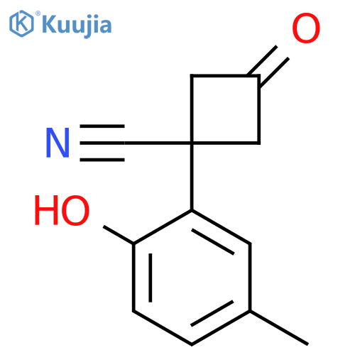 1-(2-hydroxy-5-methylphenyl)-3-oxocyclobutane-1-carbonitrile structure