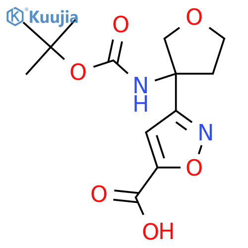 3-(3-{(tert-butoxy)carbonylamino}oxolan-3-yl)-1,2-oxazole-5-carboxylic acid structure