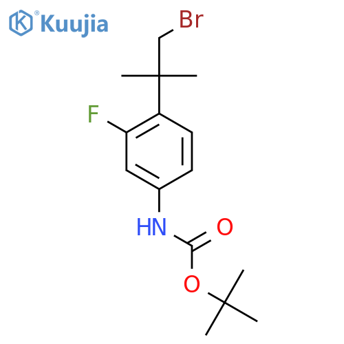 tert-butyl N-4-(1-bromo-2-methylpropan-2-yl)-3-fluorophenylcarbamate structure